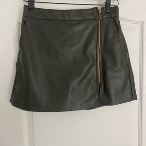 Zara Olive Green Faux Leather Skort Size Small